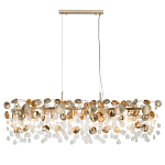 Люстра линейная с подвесками в форме монеток и золотистыми круглыми элементами из металла в виде лепестков FAIRYTREE Light варинант исполнения - 3 | Loft Concept во Владивостоке