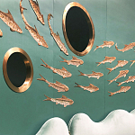 Обои с вышивкой ручной работы Deco Fish Original colourway варинант исполнения - 3 | Loft Concept во Владивостоке