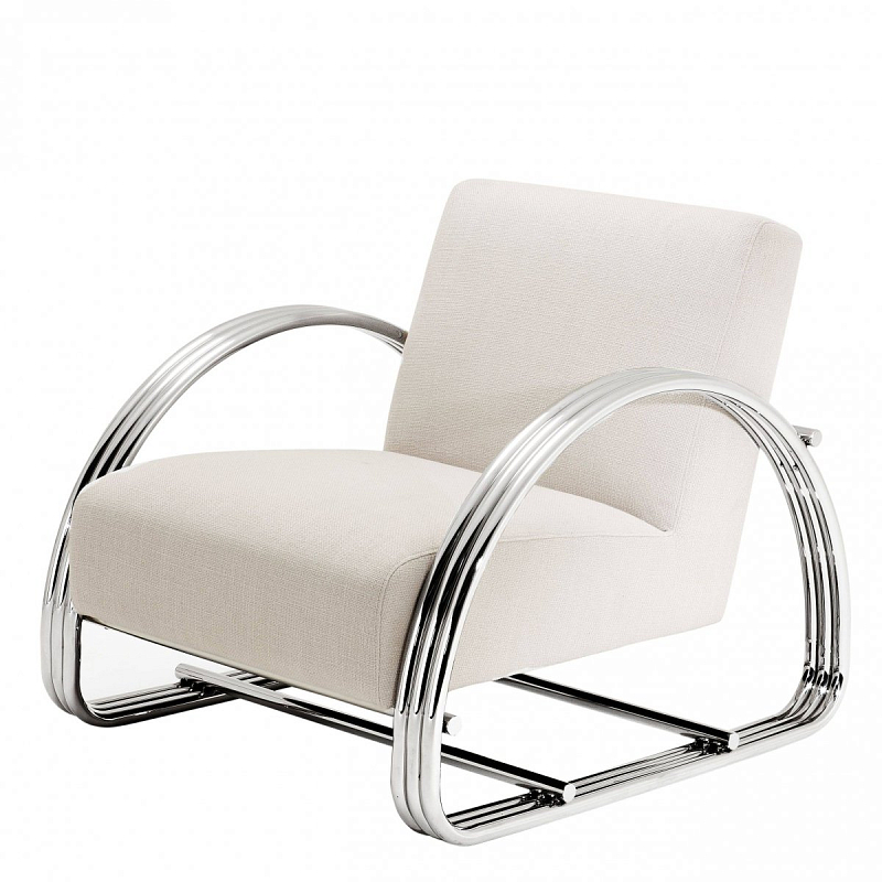 Кресло Eichholtz Chair Basque Молочный Нержавеющая сталь Кресло Eichholtz Chair Basque Молочный Нержавеющая сталь во Владивостоке | Loft Concept