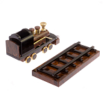 Часы настольные в виде паровоза из натурального камня Обсидиан Train Stone Clock варинант исполнения - 6 | Loft Concept во Владивостоке