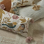 Чехол на подушку с кисточками и вышивкой птиц Ethnic mix Birds Rect варинант исполнения - 6 | Loft Concept во Владивостоке