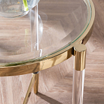 Золотой приставной столик с круглой стеклянной столешницей Weightless Table варинант исполнения - 7 | Loft Concept во Владивостоке