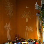 Обои с вышивкой ручной работы Deco Palms Original colourway on velvet 2 варинант исполнения - 1 | Loft Concept во Владивостоке