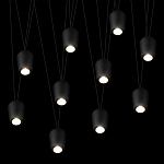 Подвесной светильник черными плафонами на длинных пересекающихся тросах Construction варинант исполнения - 10 | Loft Concept во Владивостоке