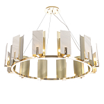 Люстра подвесная круглая с прямоугольными мраморными и золотистыми панелями на металлическом каркасе Диаметр 118 см Marble square Chandelier варинант исполнения - 3 | Loft Concept во Владивостоке