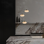 Подвесной светильник с плафоном в виде эллипса из белого алебастра Cryptocrystalline Stone варинант исполнения - 6 | Loft Concept во Владивостоке