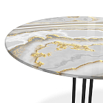 Стол журнальный с круглой столешницей из стекла Gray and Gold Marble варинант исполнения - 3 | Loft Concept во Владивостоке