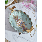 Чаша из голубого фарфора на бронзовых ножках с рисунком цветов и фигурками стрекоз Blue Garden варинант исполнения - 4 | Loft Concept во Владивостоке