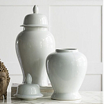 Ваза белая с крышкой однотонная Chinoiserie Ceramics варинант исполнения - 3 | Loft Concept во Владивостоке