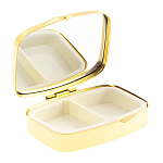 Таблетница карманная прямоугольная с 2-мя отделениями с зеркалом и накладкой из натурального камня Малахит Gold Stone Pillboxes варинант исполнения - 2 | Loft Concept во Владивостоке