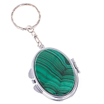 Зеркало брелок карманное двухстороннее из натурального камня Малахит Stone Mirrors варинант исполнения - 1 | Loft Concept во Владивостоке