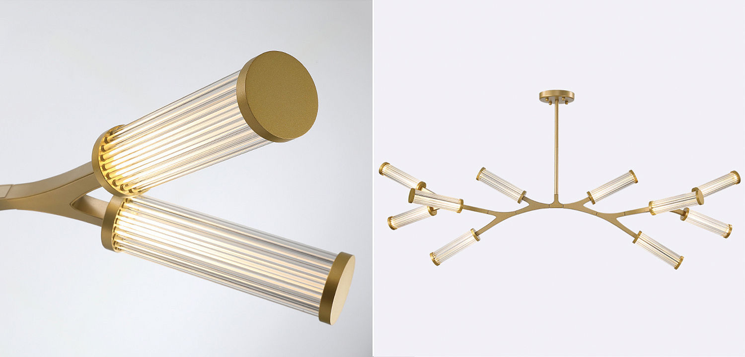 Люстра Cylinder Branches Chandelier Gold 10 Люстра Cylinder Branches Chandelier Gold 10 - Loft-Concept во Владивостоке