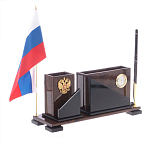 Настольный письменный набор с часами из природного камня обсидиана For the Deputy варинант исполнения - 2 | Loft Concept во Владивостоке