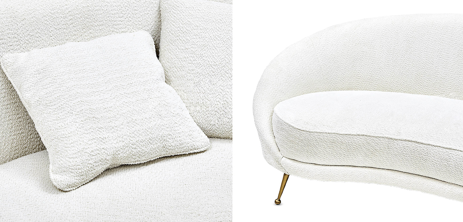 Диван с обивкой из ткани букле Manuel Sofa Белый Диван с обивкой из ткани букле Manuel Sofa Белый - Loft-Concept во Владивостоке