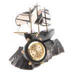 Часы настольные в виде парусника из натурального камня Обсидиан Sailboat Stone Clock варинант исполнения - 5 | Loft Concept во Владивостоке