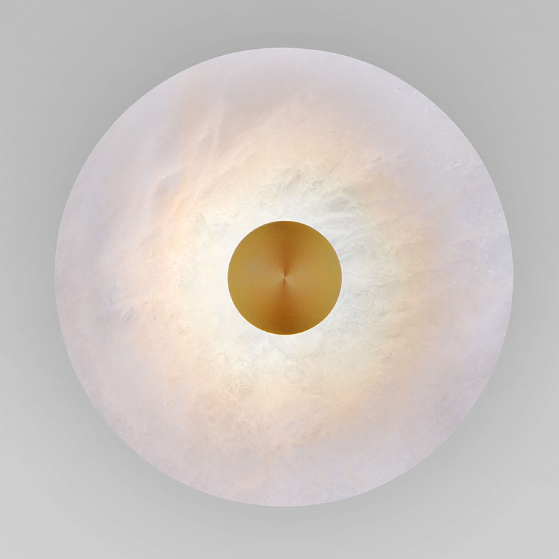 Бра светодиодный с мраморным рассеивателем латунь Латунь Белый Мрамор Bianco во Владивостоке | Loft Concept 
