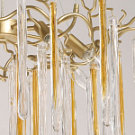 Люстра подвесная золотого цвета с разветвленными ветвями и прозрачными стеклянными подвесками Droplet Chandelier варинант исполнения - 4 | Loft Concept во Владивостоке