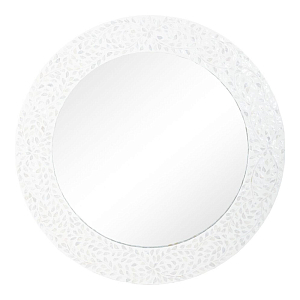Зеркало круглое инкрустированное раковинами устриц Bone Inlay Dome Mirror White