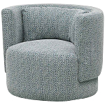 Дизайнерское мягкое кресло с круглой мягкой спинкой в голубой пестрой обивке Roux Round Armchair варинант исполнения - 1 | Loft Concept во Владивостоке