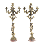 Подсвечники из бронзы на 10 свечей на подставке из камня креноид Stone Candlestick варинант исполнения - 1 | Loft Concept во Владивостоке