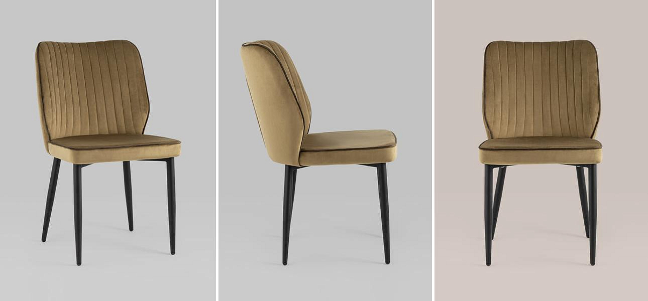 Стул Lawrence Chair Велюр Карамель Коричневый кант Стул Lawrence Chair Велюр Карамель Коричневый кант - Loft-Concept во Владивостоке