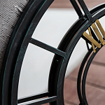 Зеркало настенное в чёрной металлической раме в виде часов Mirror Tower Clock варинант исполнения - 2 | Loft Concept во Владивостоке