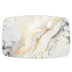 Обеденный стол с прямоугольной столешницей из стекла на черных металлических ножках White Marble варинант исполнения - 2 | Loft Concept во Владивостоке