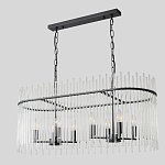 Люстра подвесная овальная со стеклянными прозрачными трубками и металлическим каркасом черного цвета Nembus варинант исполнения - 2 | Loft Concept во Владивостоке