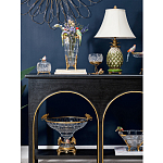 Ваза из прозрачного стекла с бронзовыми ножками и фигурками попугаев Eden Garden porcelain and bronze варинант исполнения - 5 | Loft Concept во Владивостоке