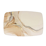 Обеденный стол с прямоугольной бежевой столешницей из стекла на 4-х деревянных ножках Beige Marble варинант исполнения - 2 | Loft Concept во Владивостоке