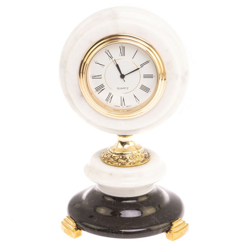 Часы настольные бронзовые из натуральных камней Мрамор и Змеевик Stone Clock Черный Белый Зеленый Бронза Часы настольные бронзовые из натуральных камней Мрамор и Змеевик Stone Clock Черный Белый Зеленый Бронза во Владивостоке | Loft Concept
