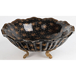 Блюдо черного цвета из фрафора на бронзовых ножках Eden Garden porcelain and bronze варинант исполнения - 1 | Loft Concept во Владивостоке