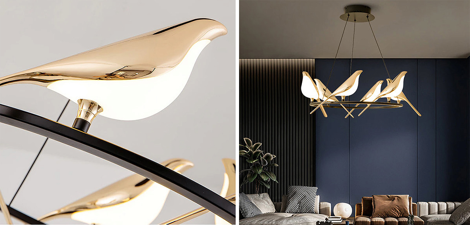 Люстра с золотыми птичками круглая NOMI Chandelier Six birds Round Люстра с золотыми птичками круглая NOMI Chandelier Six birds Round - Loft-Concept во Владивостоке