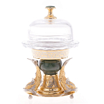 Икорница с декором "Три рыбки" с гравировкой и натуральным камнем Нефрит Decorative Cavair Dishes варинант исполнения - 7 | Loft Concept во Владивостоке