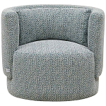 Дизайнерское мягкое кресло с круглой мягкой спинкой в голубой пестрой обивке Roux Round Armchair варинант исполнения - 3 | Loft Concept во Владивостоке
