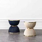 Дизайнерский журнальный стол фактурный с круглой белой столешницей Luler варинант исполнения - 2 | Loft Concept во Владивостоке