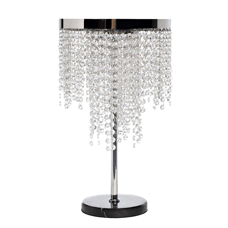 Лампа настольная Хром с каскадом сияющих кристаллов Shining Waterfall Хром Прозрачный во Владивостоке | Loft Concept 