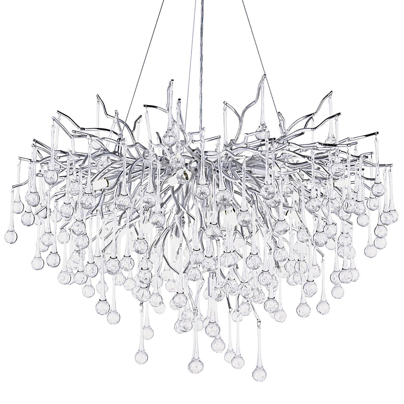Люстра с хрустальными подвесками капли серебро Droplet Silver Chandelier 15 Серебряный Прозрачное Стекло Люстра с хрустальными подвесками капли серебро Droplet Silver Chandelier 15 Серебряный Прозрачное Стекло во Владивостоке | Loft Concept