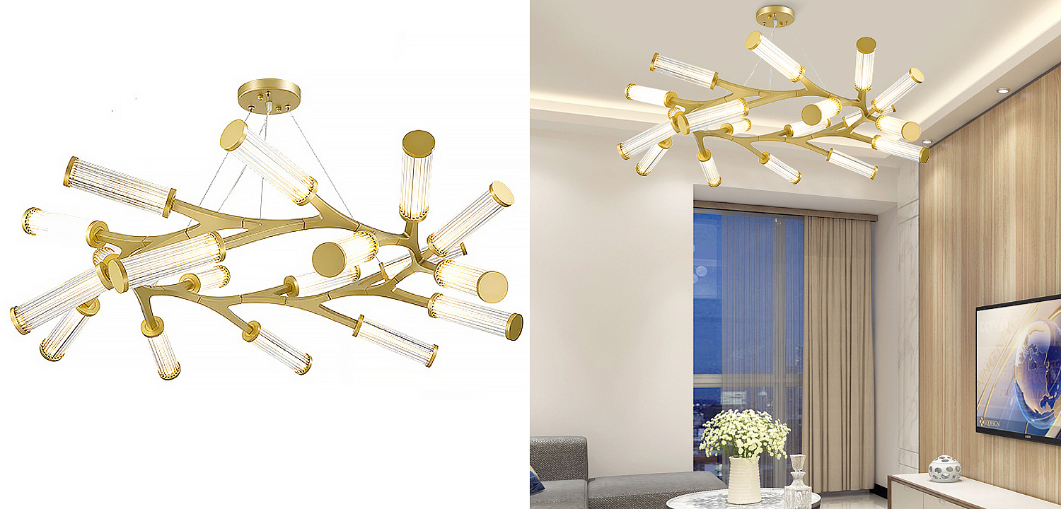 Люстра Cylinder Branches Chandelier Ring Gold Люстра Cylinder Branches Chandelier Ring Gold - Loft-Concept во Владивостоке