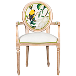 Стул с подлокотниками золотистый из бука с изображением птиц и цветов Blooming Birds 2 варинант исполнения - 1 | Loft Concept во Владивостоке