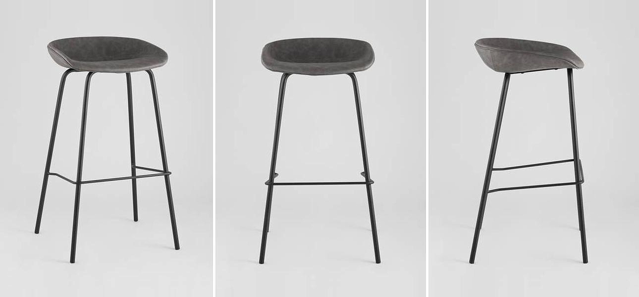 Стул Барный без Спинки Винтажная Серая Экокожа Vendramin Bar Chair Стул Барный без Спинки Винтажная Серая Экокожа Vendramin Bar Chair - Loft-Concept во Владивостоке