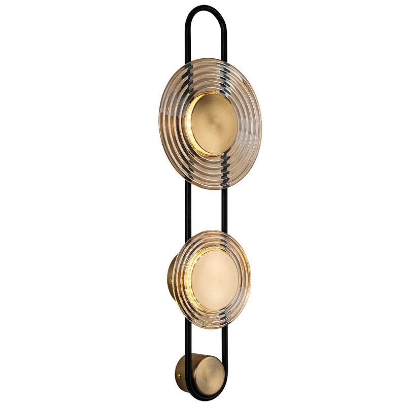 Бра со стеклянными плафонами в форме дисков Savio Brown Glass Disc Light Коричневый Латунь Черный Бра со стеклянными плафонами в форме дисков Savio Brown Glass Disc Light Коричневый Латунь Черный во Владивостоке | Loft Concept