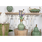 Кувшин зеленого цвета из фарфора с бронзовой крышкой и изогнутой ручкой Eden Garden porcelain and bronze варинант исполнения - 4 | Loft Concept во Владивостоке