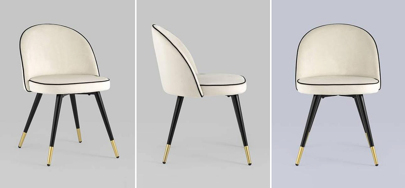Стул Cooper Chair LUX Молочный Велюр с Черным кантом Стул Cooper Chair LUX Молочный Велюр с Черным кантом - Loft-Concept во Владивостоке