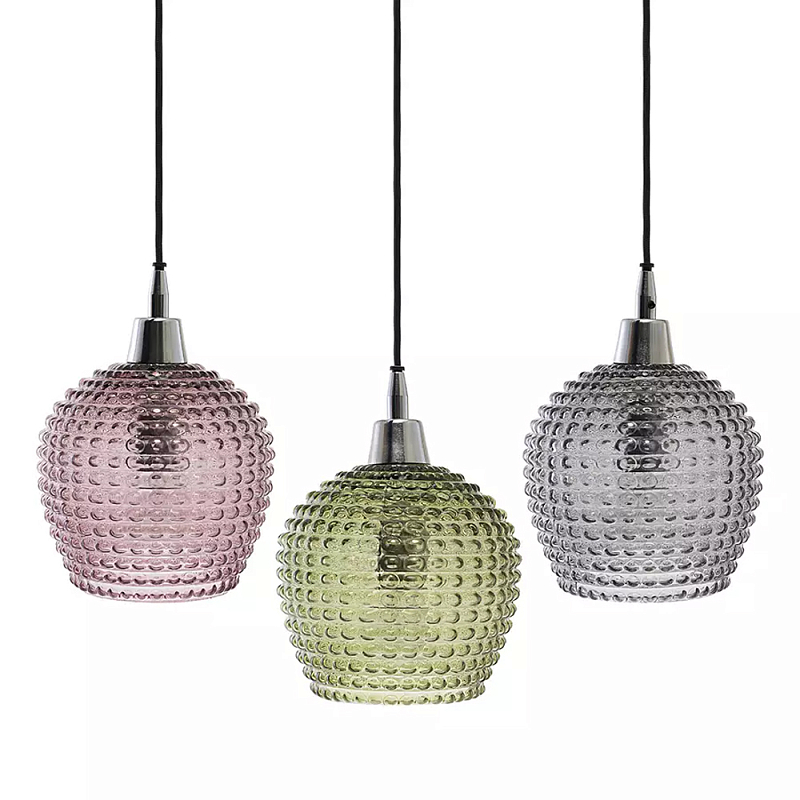 Подвесной светильник каскадный с 3-мя рельефными плафонами Cascade with Relief Lampshades Серый Зеленый Сливовый Черный Подвесной светильник каскадный с 3-мя рельефными плафонами Cascade with Relief Lampshades Серый Зеленый Сливовый Черный во Владивостоке | Loft Concept