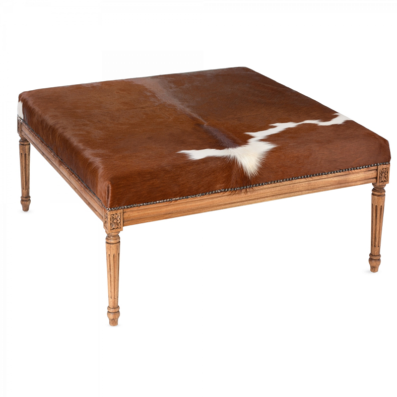 Пуф коричневая натуральная шкура Louie Cowhide Ottoman Коричневый Золотой дуб во Владивостоке | Loft Concept 