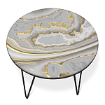 Стол журнальный c круглой столешницей из стекла серого цвета Gray and Gold Marble варинант исполнения - 2 | Loft Concept во Владивостоке