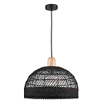 Подвесной светильник с округлым абажуром из черного ротанга Wicker Furniture варинант исполнения - 2 | Loft Concept во Владивостоке