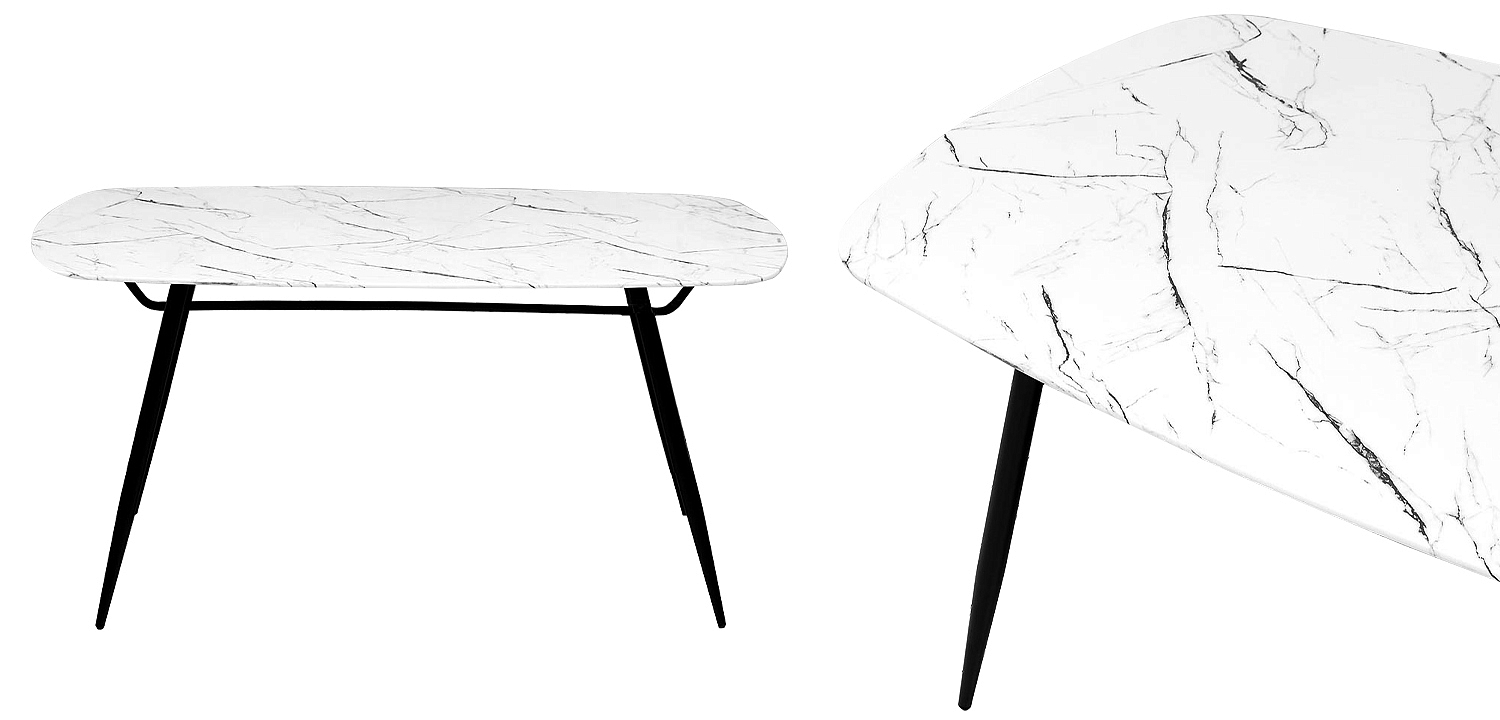 Обеденный стол Hettie Dinner Table столешница с рисунком под мрамор Обеденный стол Hettie Dinner Table столешница с рисунком под мрамор - Loft-Concept во Владивостоке
