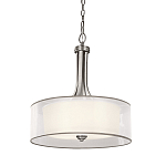 Люстра подвесная с двойным круглым плафоном из органзы и матового стекла Kichler варинант исполнения - 1 | Loft Concept во Владивостоке